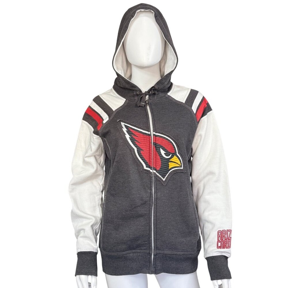 NFL Zip Hoodie Womens L Gray Cotton Blend Arizona Cardinals Logo Full Zip